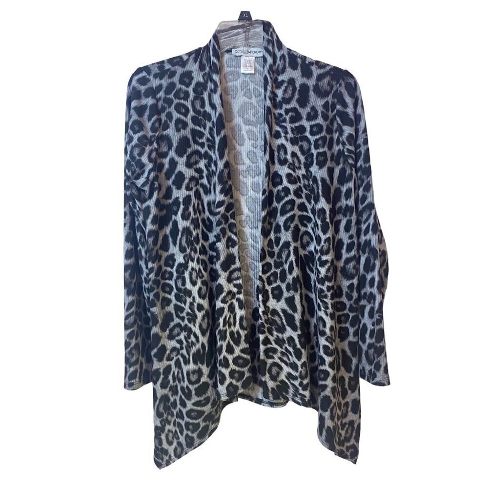 Cotton Emporium Animal Print Open Ribbed Cardigan,  Women's Medium Size 10
